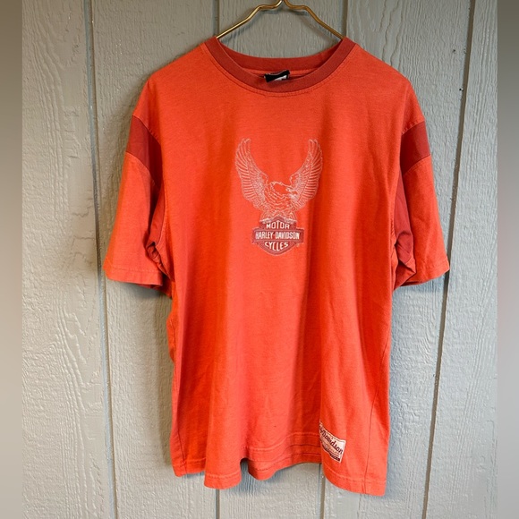 T-Shirt Harley Davidson – Large, 100% Coton, Orange, Killer Creek Roswell GA, Occasion
